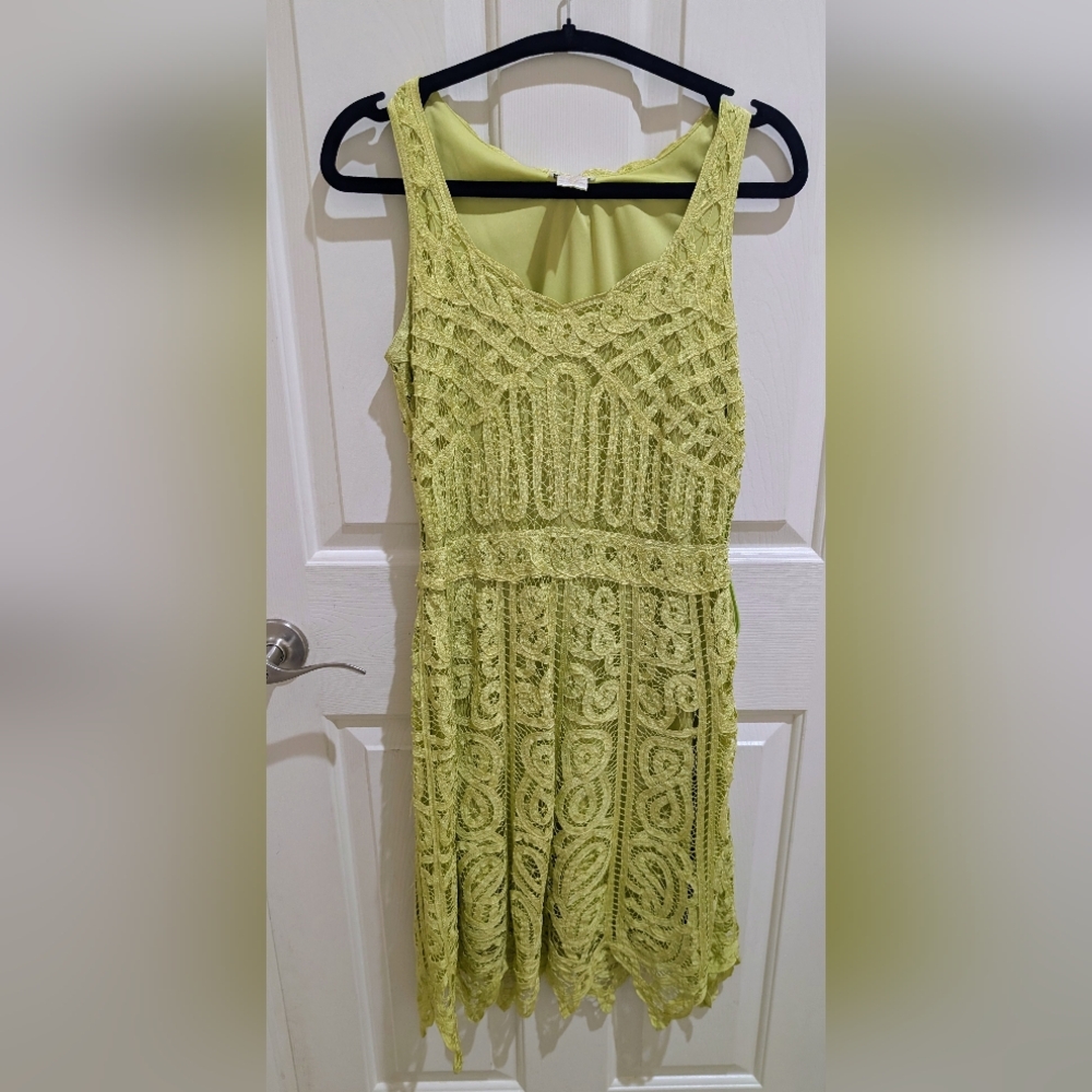 Vintage Paris Paris Lime Green Knit And Beaded Dress Size Medium